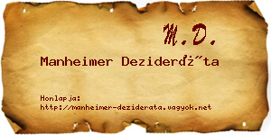 Manheimer Dezideráta névjegykártya